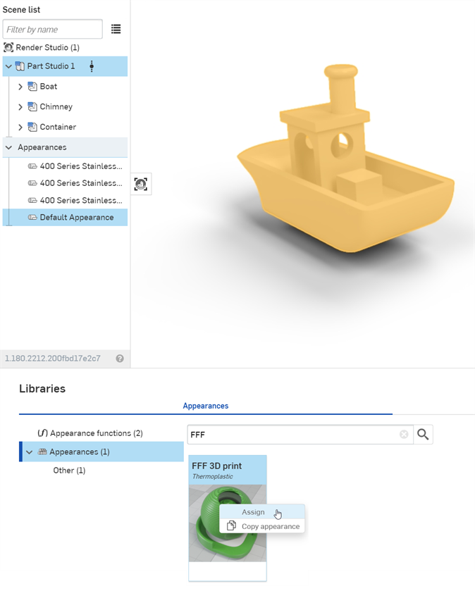 FFF 3D プリントの外観を割り当てる