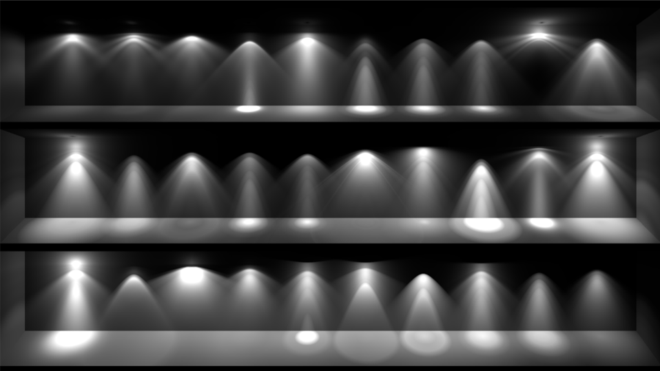 Example of various IES light profiles displayed