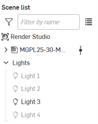 lights in the scene list