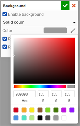 Selecting a color from the Background dialog
