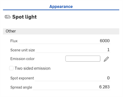スポットライトの外観パラメータ