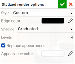 Stylized render options with custom settings
