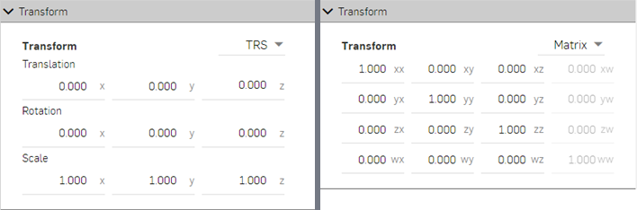Transform TRS and Matrix options