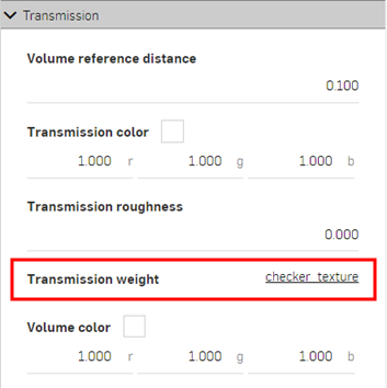 Showing the checker texture as a function of the Transmission weight