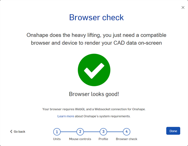 Browser check screen