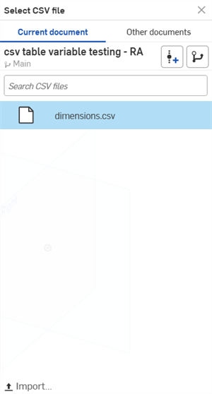 Select CSV File dialog