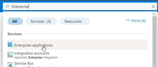 검색 창에서 엔터프라이즈 애플리케이션 선택