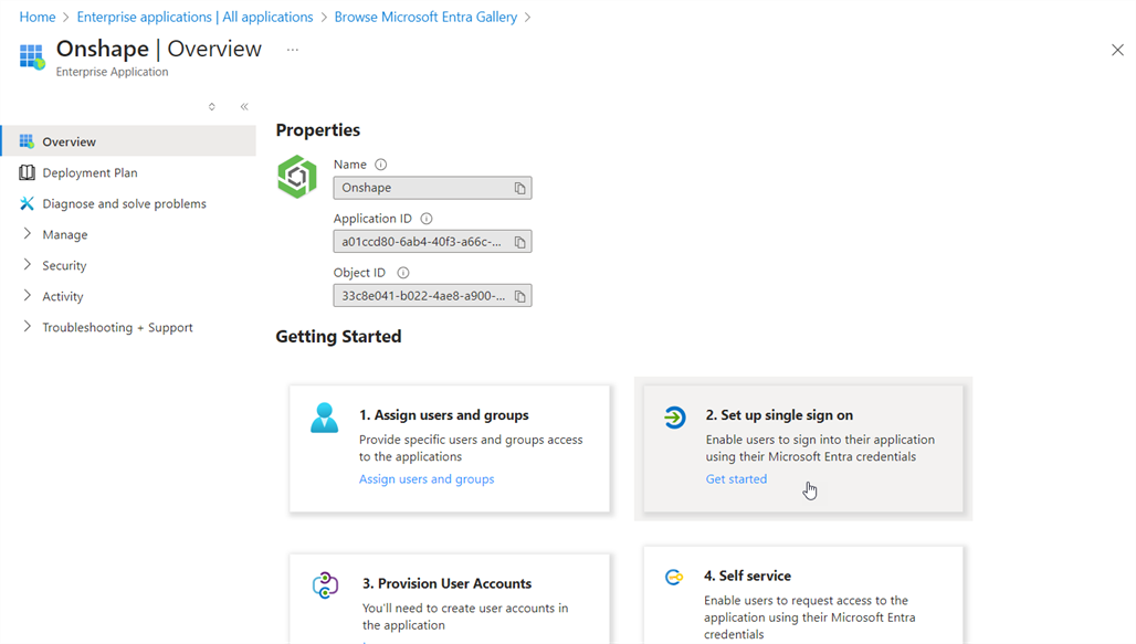 SSO 옵션 설정 선택