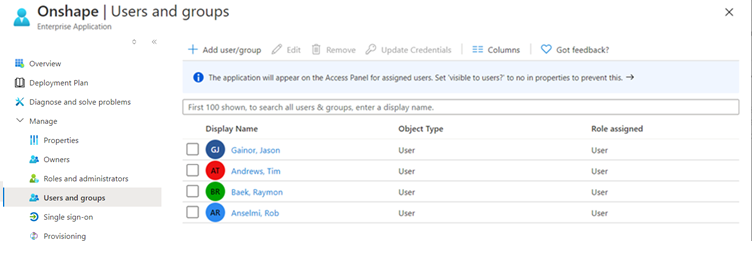 사용자 및 그룹 페이지에 추가된 신규 사용자