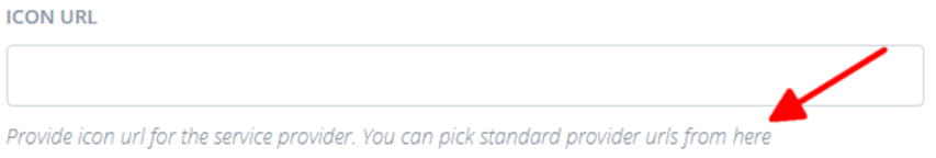 아이콘 서비스 제공자 URL 상자