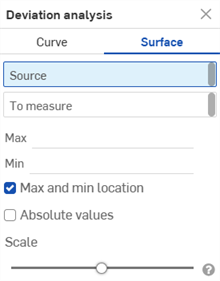 Deviation analysis dialog: Surface