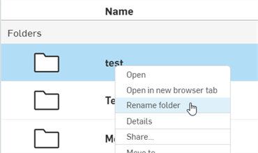 Rename folder from the folder context menu