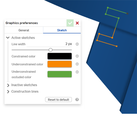 Graphics preferences: active sketch line color example