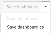 계정 분석의 대시보드 저장 드롭다운 옵션 스크린샷