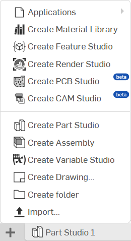 Screenshot of the Tab manager open in an Onshape Document