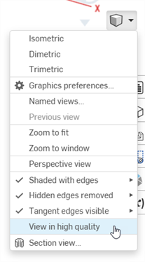 Camera and render options: View in high quality