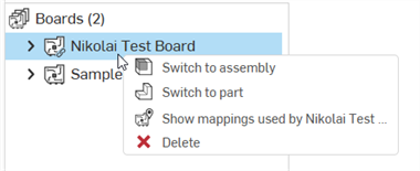 Board context menu