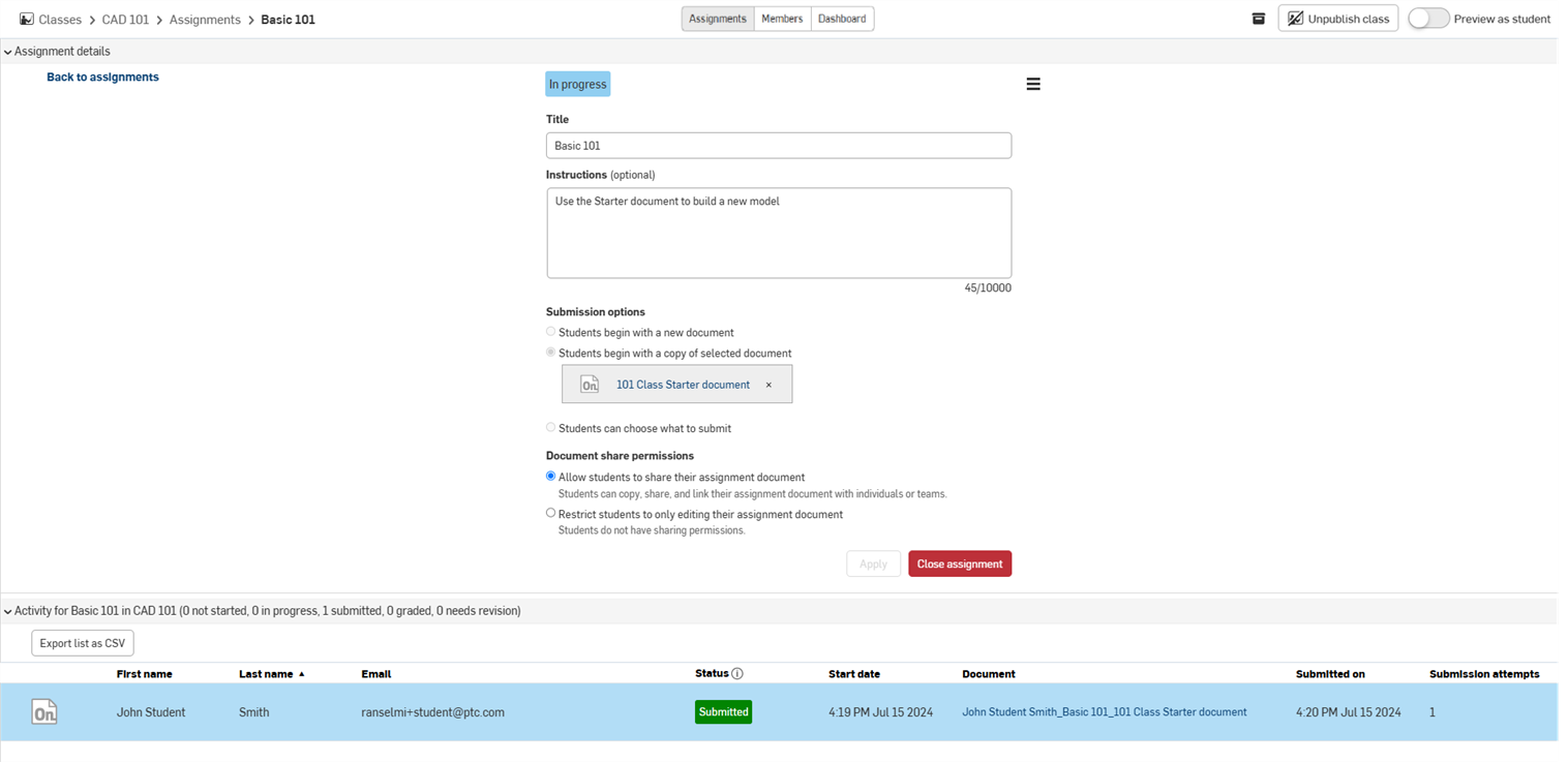 과제 할당 활동 페이지 스크린샷