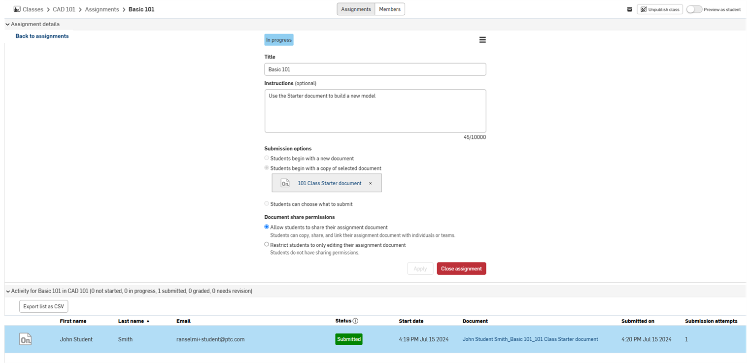 과제 할당 활동 페이지 스크린샷