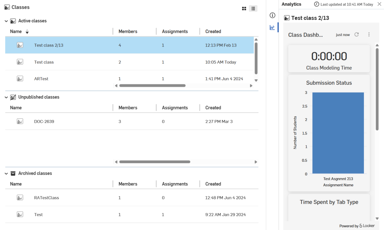 클래스 분석 창