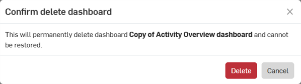 Confirm delete dashboard dialog
