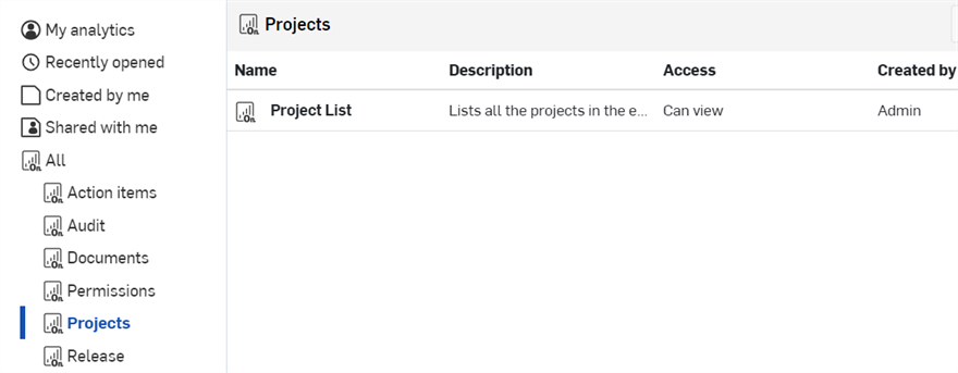 프로젝트 옵션이 강조 표시된 분석 메뉴