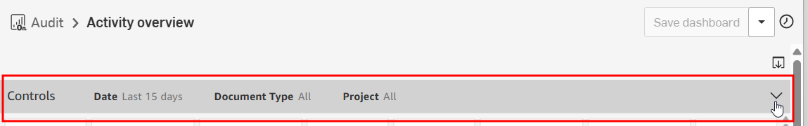 Report filter control dropdown arrow
