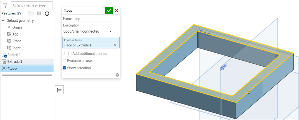 쿼리 변수에 강조 표시된 일치하는 면