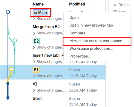 Merge the protected branch into the working branch