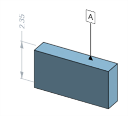 Part with a datum and dimension applied