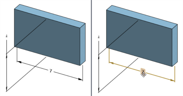 Edit sketch dimension example
