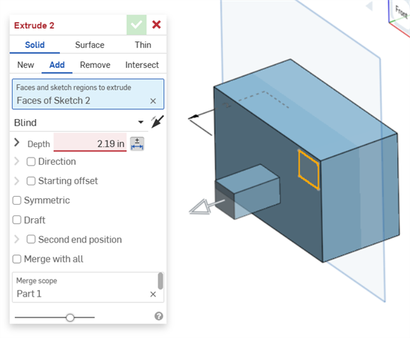 Error extruding from or into a solid