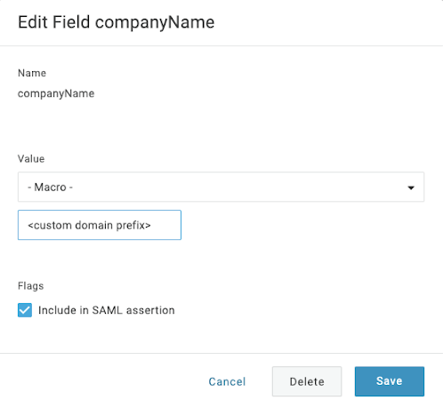 companyName 필드 편집 대화상자