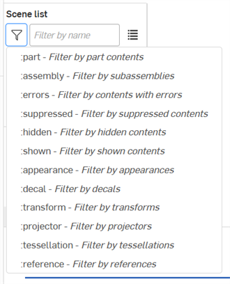 Filter Scene list contents