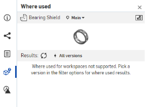 작업공간에 대한 사용 위치가 지원되지 않음을 설명하는 예시 메시지. 필터 옵션에서 사용 위치 결과에 대한 버전을 선택하십시오.
