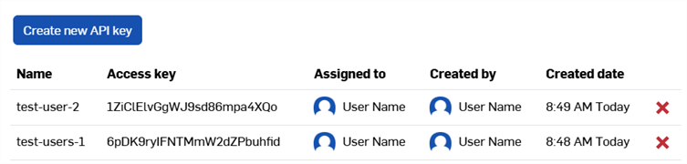 开发者屏幕中列出的 API 密钥