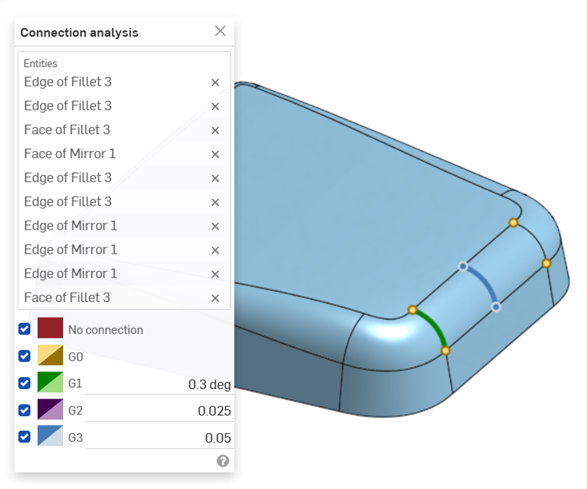 Connection analysis example: Curves and Faces