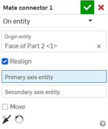 Mate connector dialog: Realign