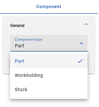 Component type dropdown menu