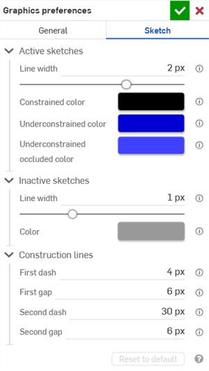 Graphics preferences dialog: Sketch