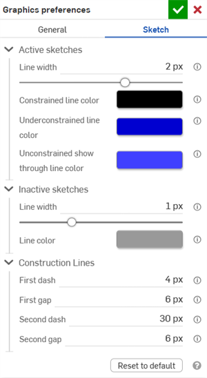 Graphics preferences dialog: Sketch