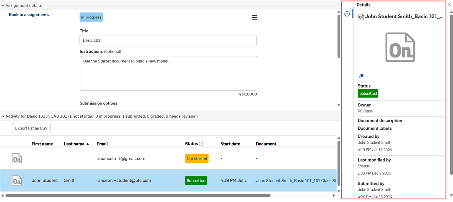 选定作业的“详细信息”页面