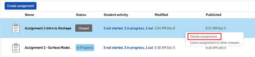 在“作业”列表中的“作业”上的“删除作业”命令
