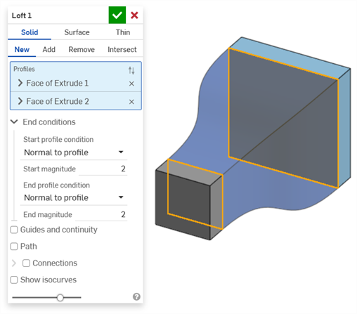 Loft: Normal to profile
