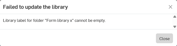 Failed to update the library error message