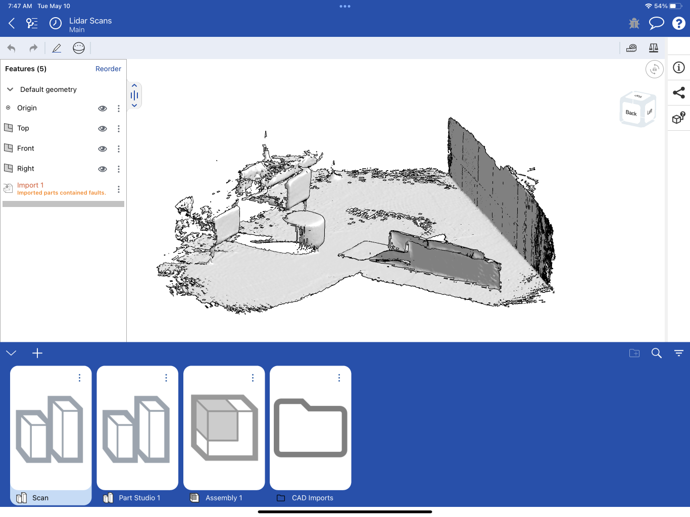 Part Studio 中的 LiDAR 扫描