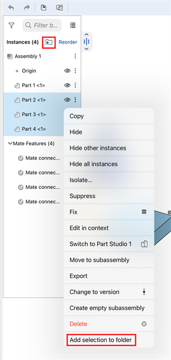 Add selection to folder