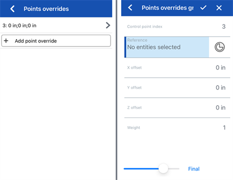 Edit curve: Points overrides on iOS