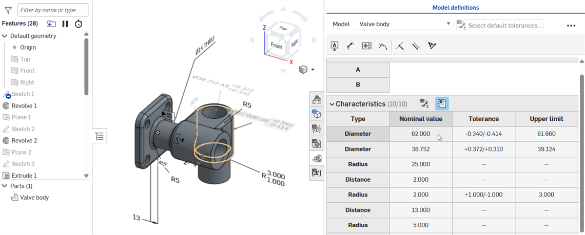 Hovering over the Nominal value cell to show cross-highlighting
