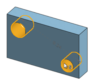 Selecting 2 cylindrical faces